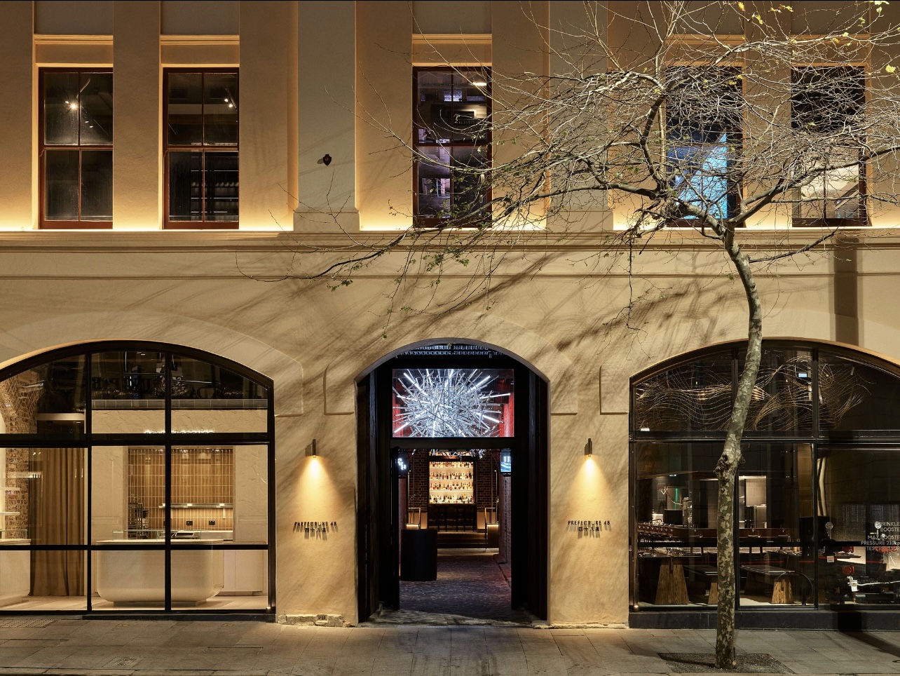 Prefecture 48 heritage Sussex Street exterior at night